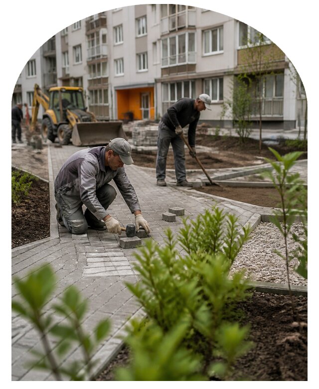 Благоустройство двора многоквартирного дома в Клинцах